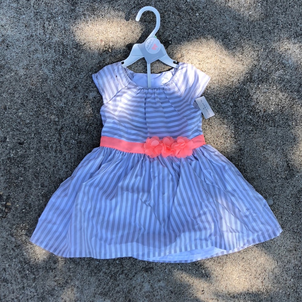 Carter’s NWT white/gray striped dress size 18month